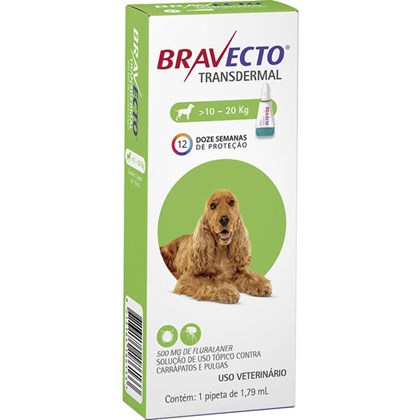 Antipulgas e Carrapatos MSD Bravecto Transdermal para Cães de 10 a 20 Kg