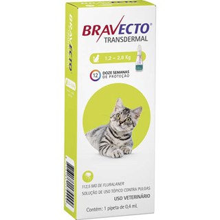 Produto Antipulgas MSD Bravecto Transdermal para Gatos de 1.2 a 2.8 Kg