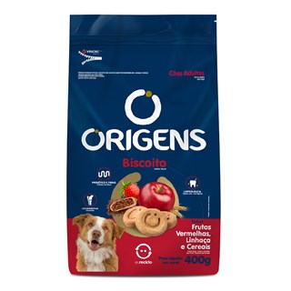 Biscoito Origens Premium Sabor Frutas Vermelhas, Linhaça e Cereais para Cães Adultos