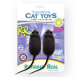 Brinquedo Pet Injet Ratinho Real Para Gatos C/ 2