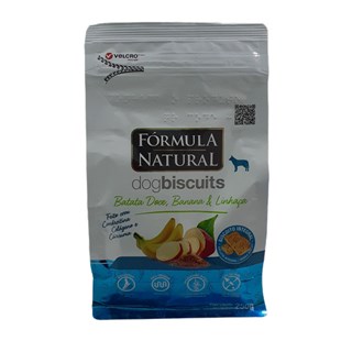 Petisco Fórmula Natural Biscuits Sabor Batata Doce. Banana e Linhaça para Cães