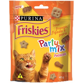 Petisco Nestlé Purina Friskies Party Mix Frango. Fígado e Peru para Gatos Adultos