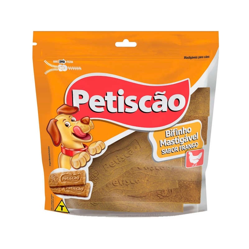 Petisco Petiscão Bifinho Mastigável Tablete Sabor Frango para Cães