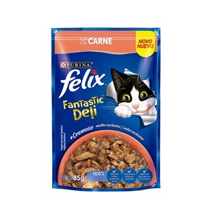 Ração Úmida Nestlé Purina Felix Fantastic Deli Sabor Carne para Gatos Adultos