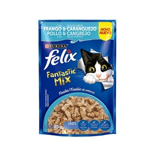 Ração Úmida Nestlé Purina Felix Fantastic Mix Sabor Frango e Caranguejo para Gatos Adultos