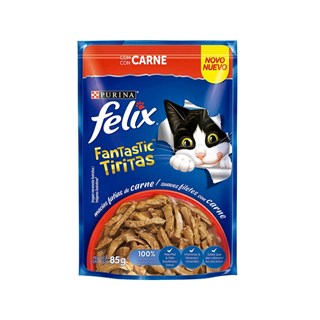 Ração Úmida Nestlé Purina Felix Fantastic Tiritas Sabor Carne para Gatos Adultos