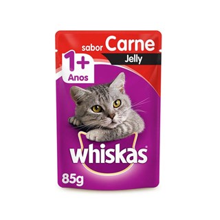 Ração Úmida Whiskas Jelly Sabor Carne para Gatos Adultos