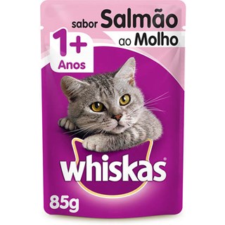 Ração úmida Whiskas Sachê Salmão ao Molho para Gatos Adultos