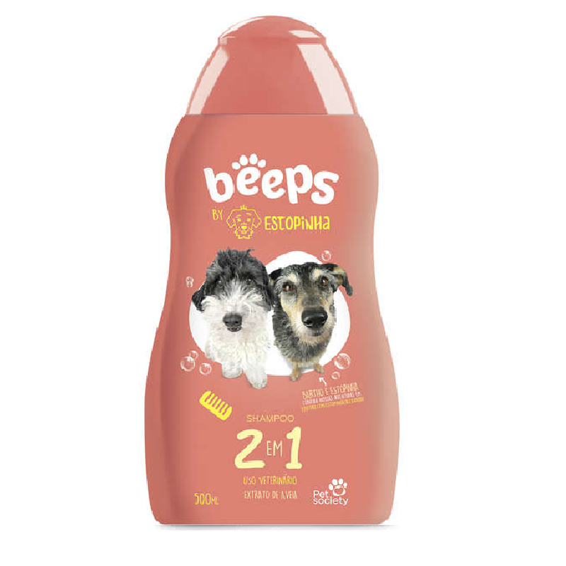 Shampoo Pet Society Beeps Estopinha 2 em 1 para Cães e Gatos Agroverde SR