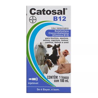 Solução Injetável Bayer Catosal B12 Para Cães. Para Gatos. Bovinos. Equinos. Caprinos. Ovinos. Suínos e Aves